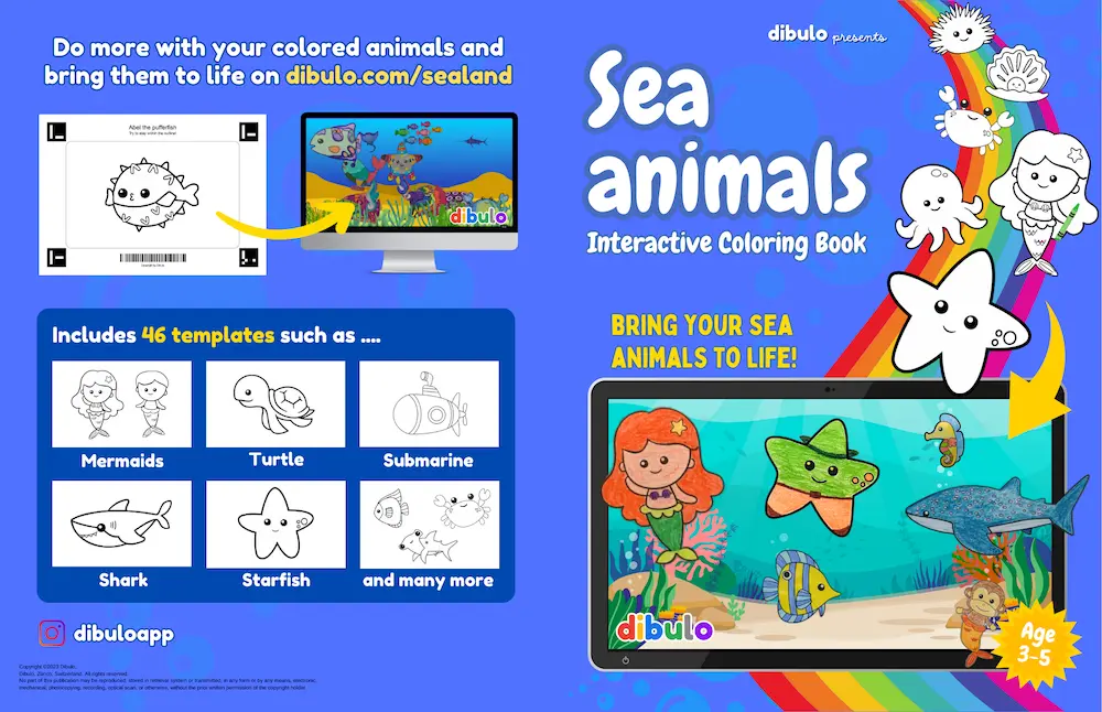 Dibulo interactive coloring book for kids